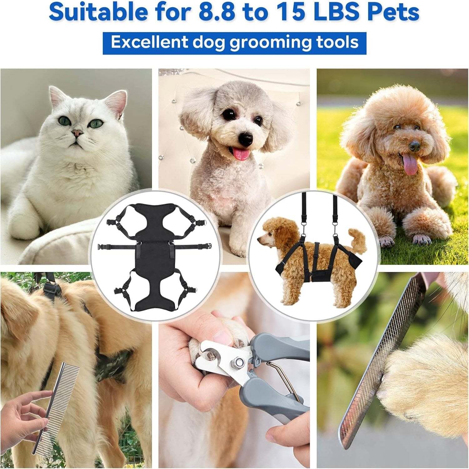 2 In 1 Multifunctional Pet Grooming Hammock And Harness Set-Paw Print Pad