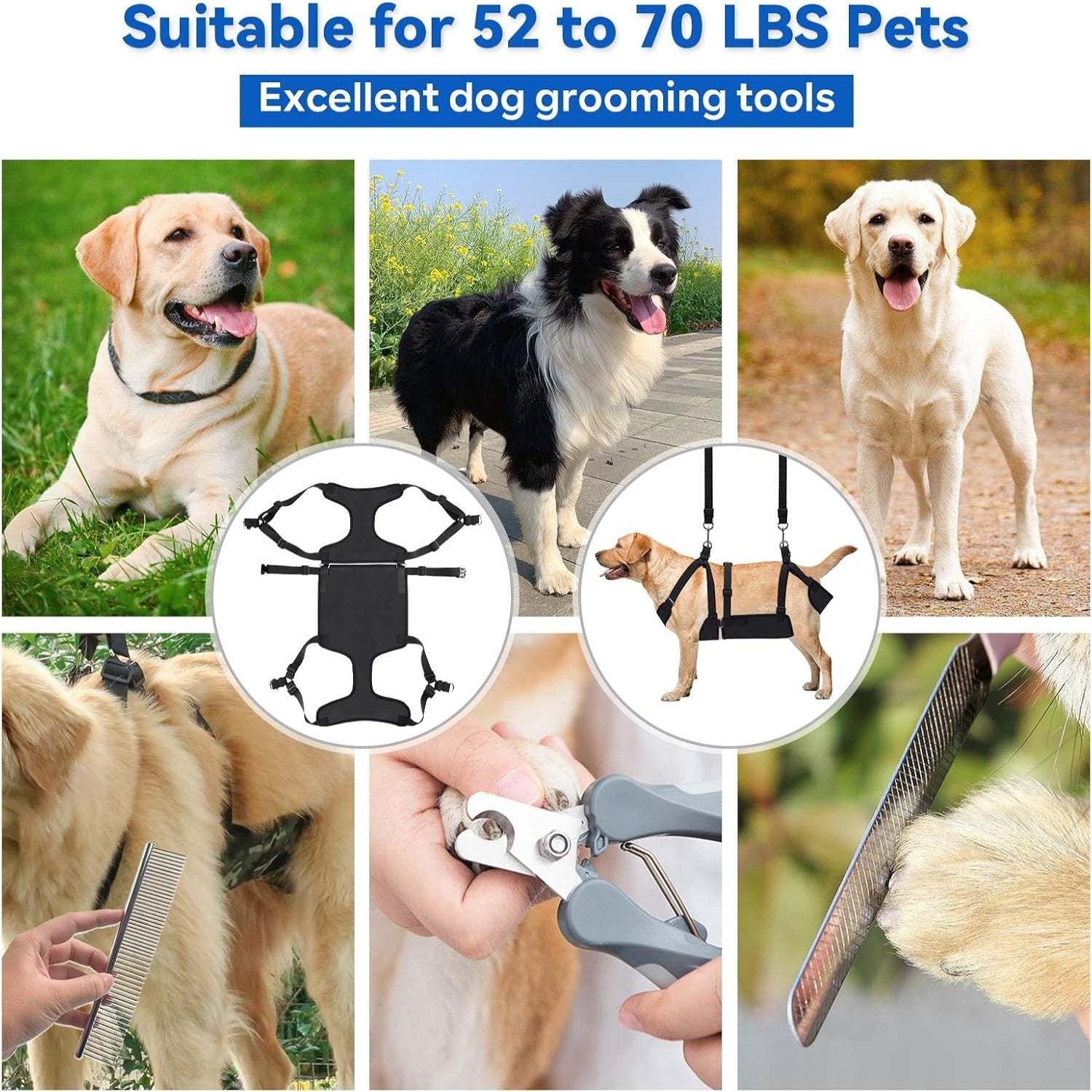 2 In 1 Multifunctional Pet Grooming Hammock And Harness Set-Paw Print Pad