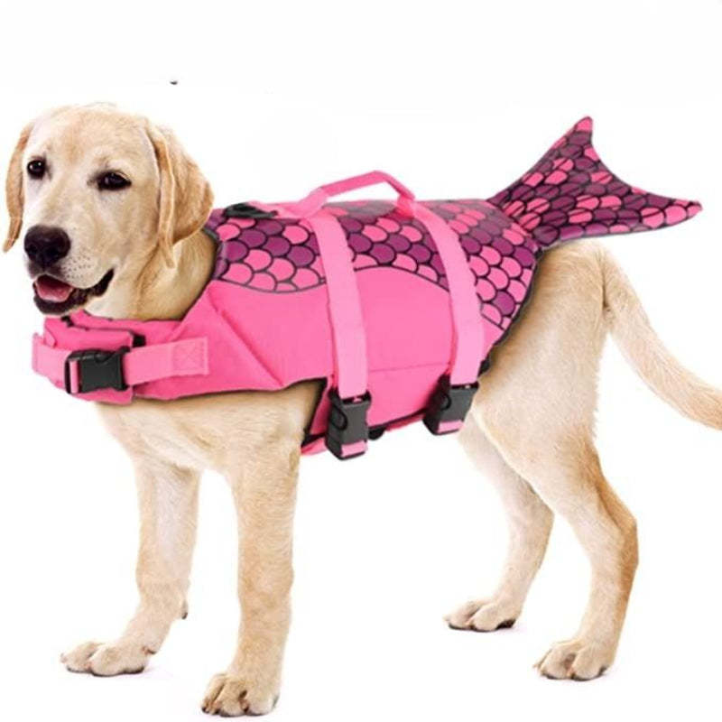 Dog Life Preserver For Swimming With High Buoyancy And Lift Handle-Paw Print Pad