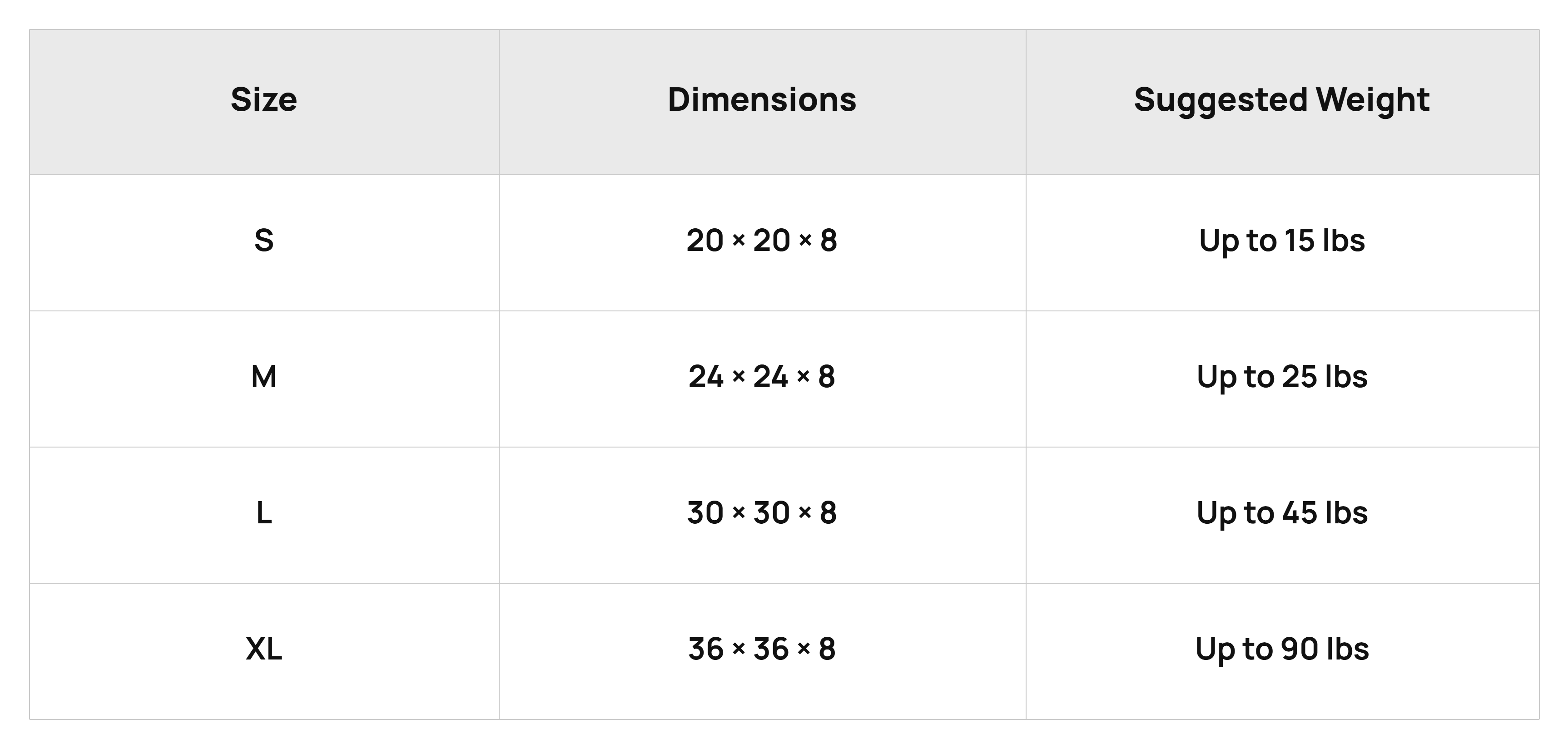 Size Chart