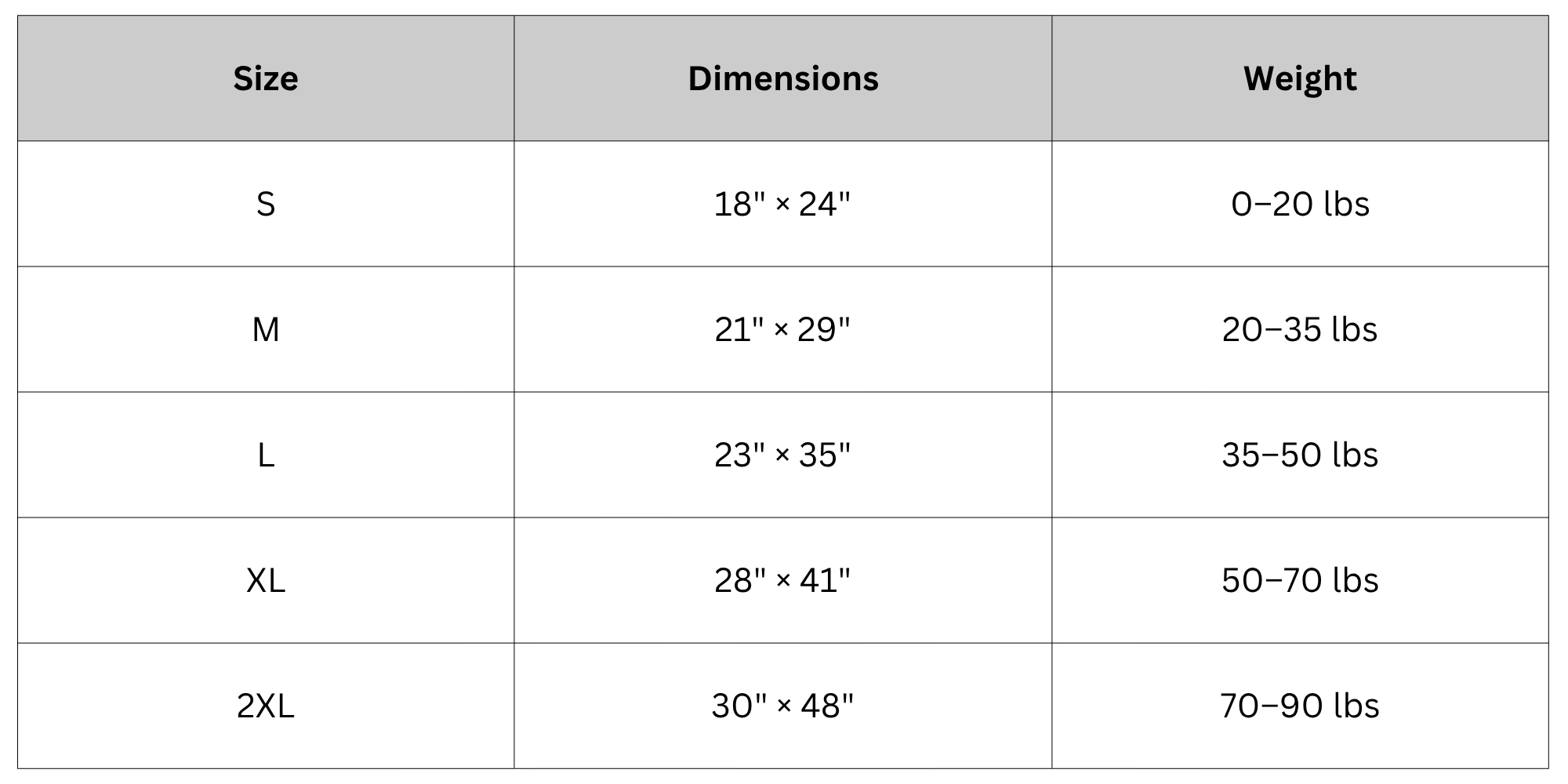 Size Chart