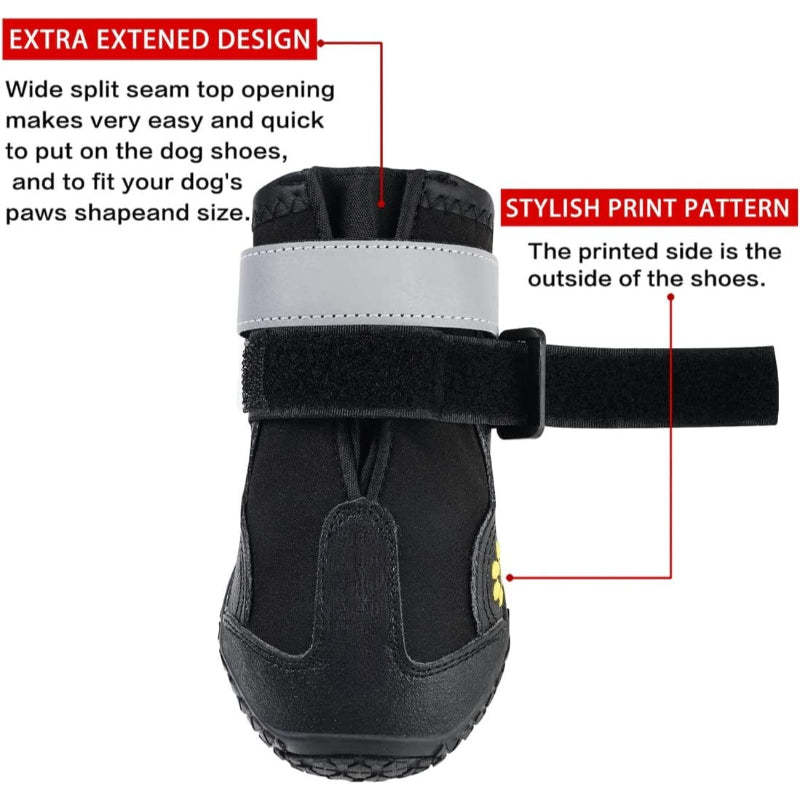 Dog Shoes For Large Dogs For Winter Snowy Day Anti Slip Sole-Paw Print Pad