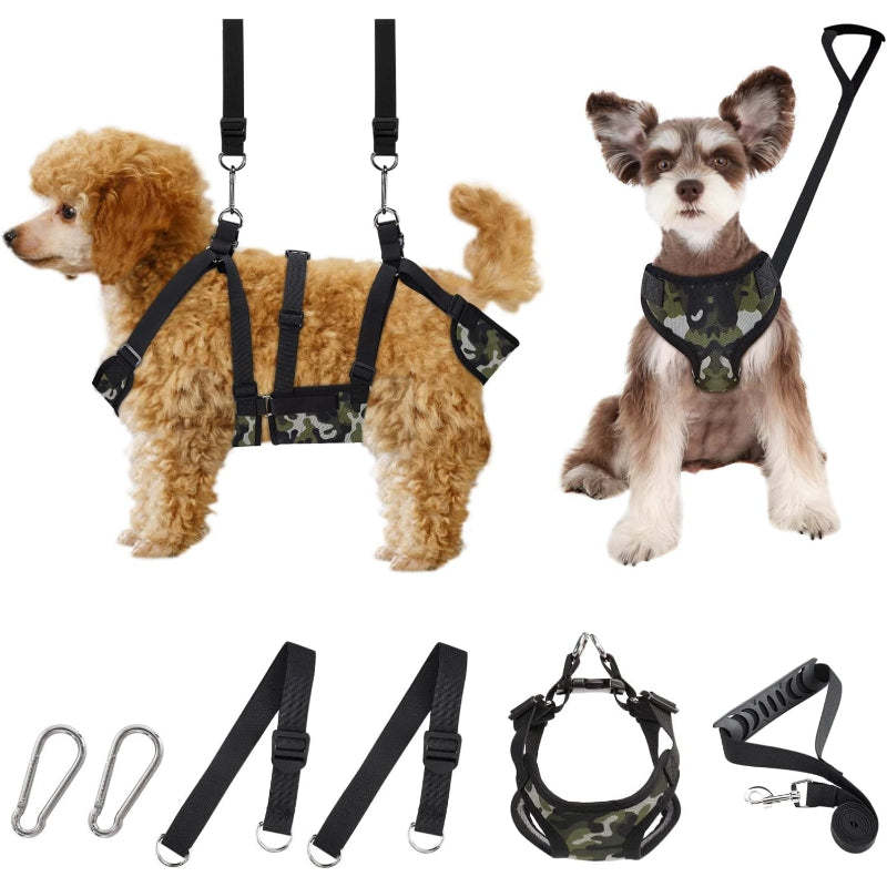 2 In 1 Camo Print Multifunctional Pet Grooming Hammock And Harness Set-Paw Print Pad