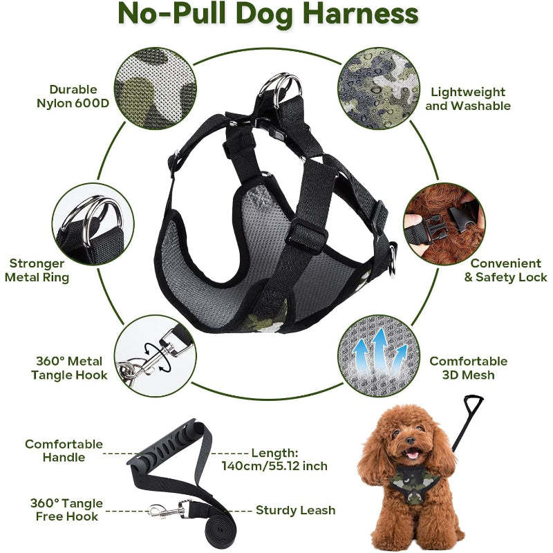 2 In 1 Camo Print Multifunctional Pet Grooming Hammock And Harness Set-Paw Print Pad