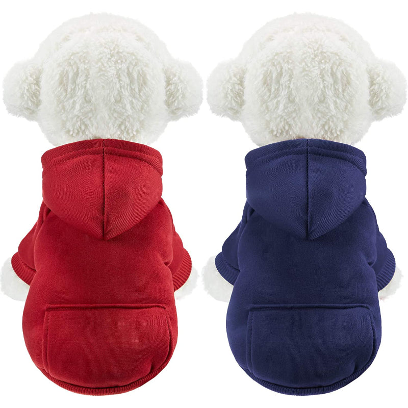 Winter Dog Hoodie Warm Small Dog Sweatshirts With Pocket Cotton Coat For Dogs Clothes Puppy Costume-Paw Print Pad