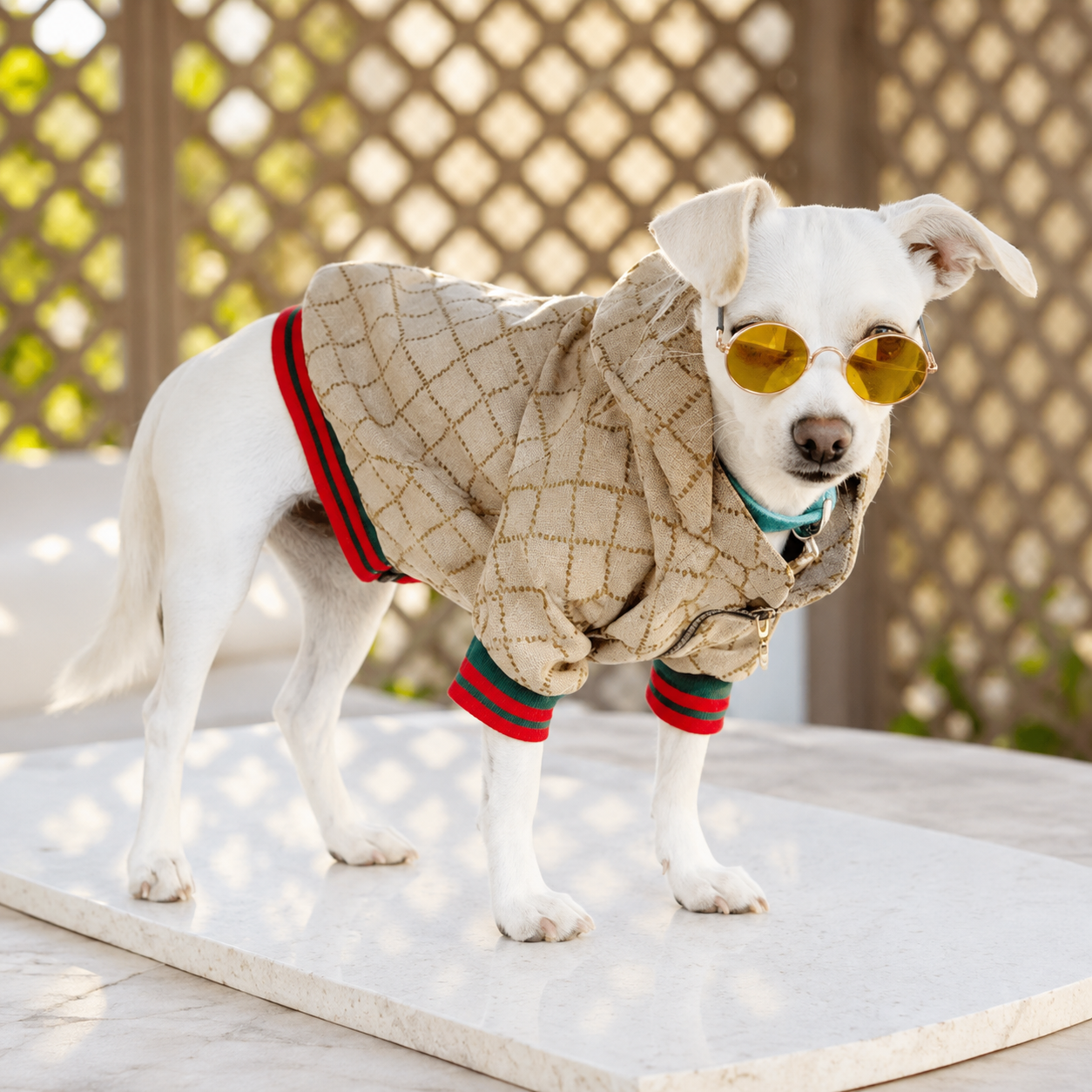 Vintage Winter Fashion Dog Hoodie With Zipper