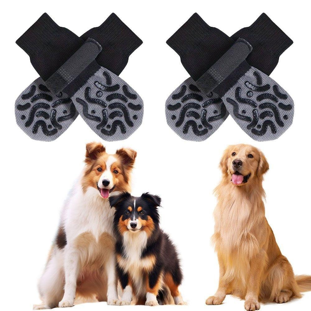 Pack Of 4 Non Slip Pet Socks With Strong Grip Sole For Indoor Use