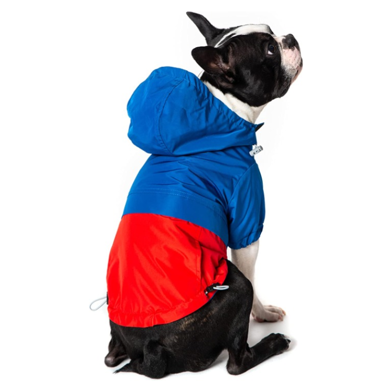 Adjustable Drawstring Dog Coat With Hoodie And Skin Friendly Rain Coat-Paw Print Pad