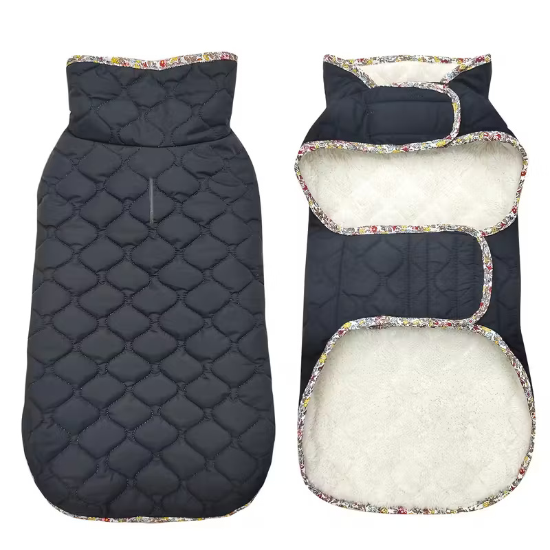 Winter Dog Coat With Plush Lining And Adjustable Straps