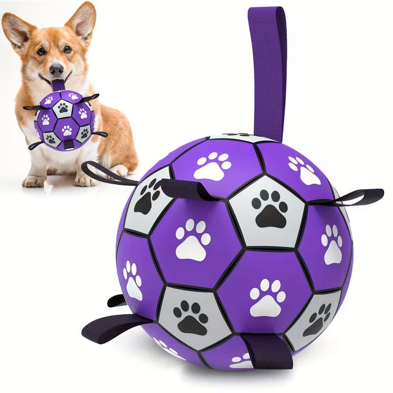 Chew Resistant Rubber Dog Ball With Paw Print Design