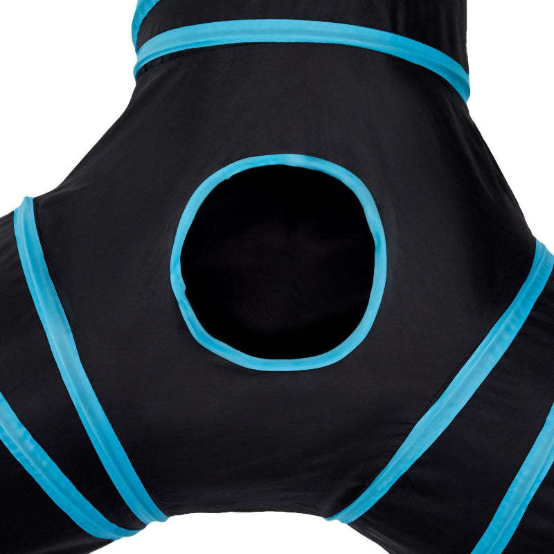 3 Way Collapsible Cat Tunnel Toy With Peek Hole And Ball-Paw Print Pad