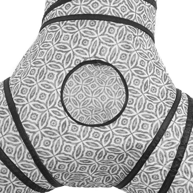 3 Way Collapsible Cat Tunnel Toy With Peek Hole And Ball-Paw Print Pad