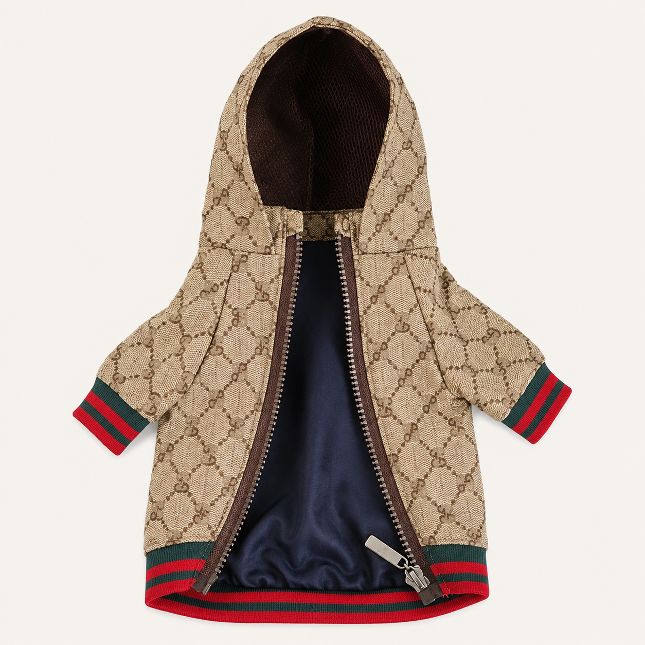Vintage Winter Fashion Dog Hoodie With Zipper