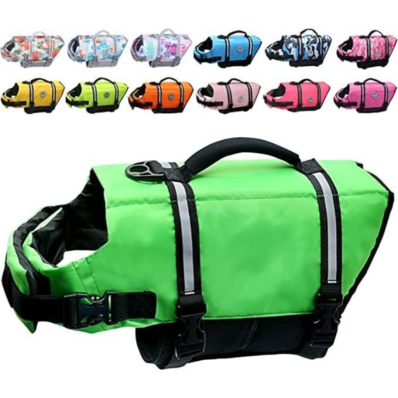Ripstop Dog Life Vest, Reflective & Adjustable Life Jacket For Dogs-Paw Print Pad