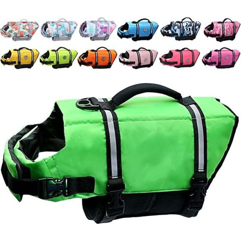 Ripstop Dog Life Vest, Reflective & Adjustable Life Jacket For Dogs-Paw Print Pad