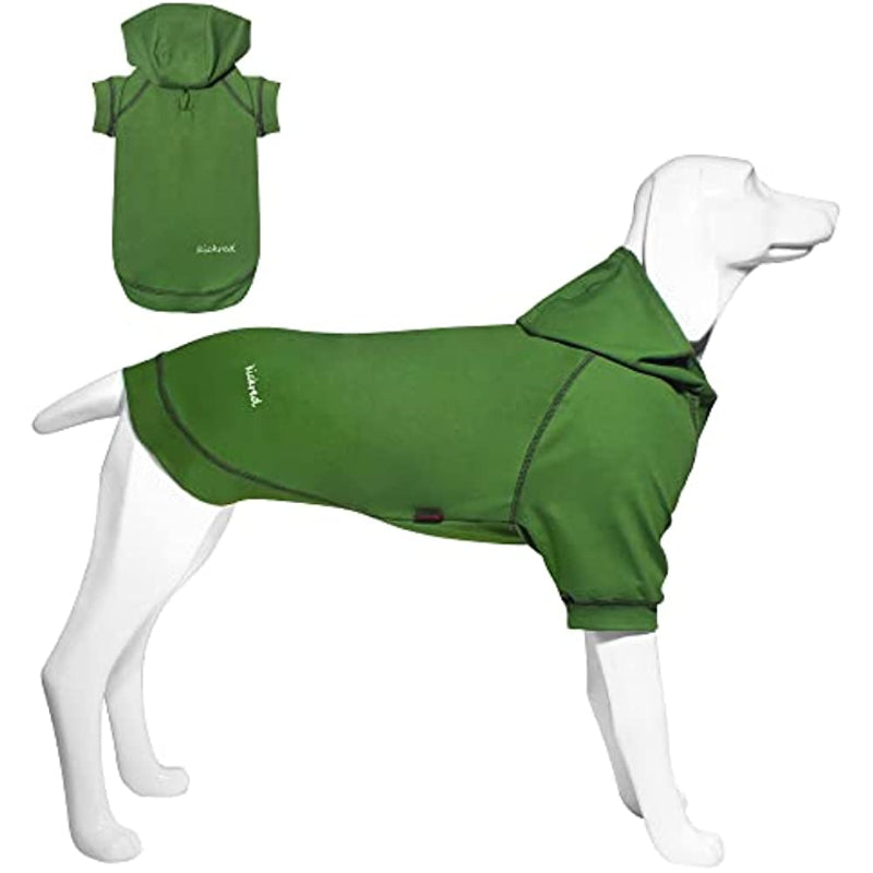 Basic Dog Hoodie Sweatshirts, Pet Clothes Hoodies Sweater With Hat & Leash Hole, Soft Cotton Outfit Coat For Small Medium Large Dogs Green-Paw Print Pad