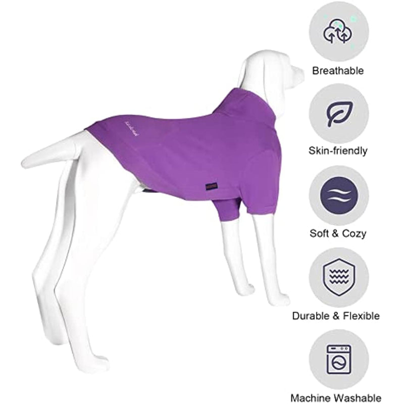 Basic Dog Hoodie Sweatshirts, Pet Clothes Hoodies Sweater With Hat & Leash Hole, Soft Cotton Outfit Coat For Small Medium Large Dogs Purple-Paw Print Pad