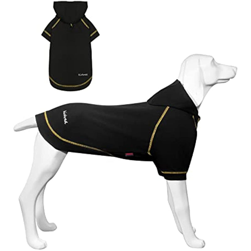 Basic Dog Hoodie Sweatshirts, Pet Clothes Hoodies Sweater With Hat & Leash Hole, Soft Cotton Outfit Coat For Small Medium Large Dogs Black-Paw Print Pad
