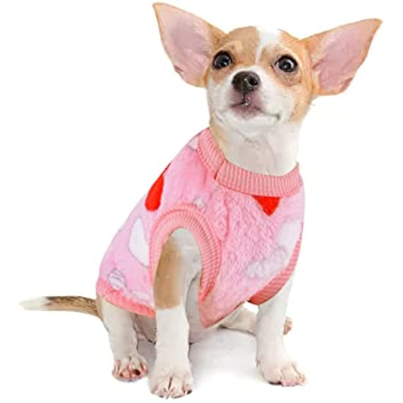 2 Pieces Small Dog Sweaters Fleece Cloth Warm Puppy Sweaters-Paw Print Pad