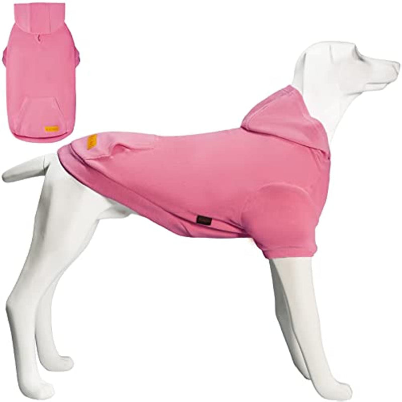 Basic Dog Hoodie Sweatshirts, Pet Clothes Hoodies Sweater With Hat & Leash Hole, Soft Cotton Outfit Coat For Small Medium Large Dogs Pink-Paw Print Pad