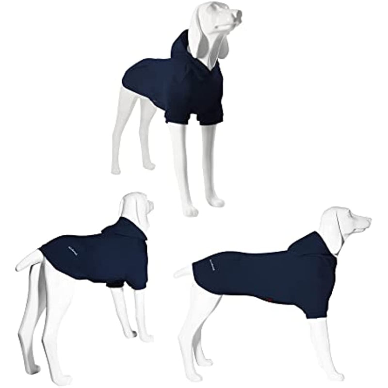 Basic Dog Hoodie Sweatshirts, Pet Clothes Hoodies Sweater With Hat & Leash Hole, Soft Cotton Outfit Coat For Small Medium Large Dogs Navy Blue-Paw Print Pad