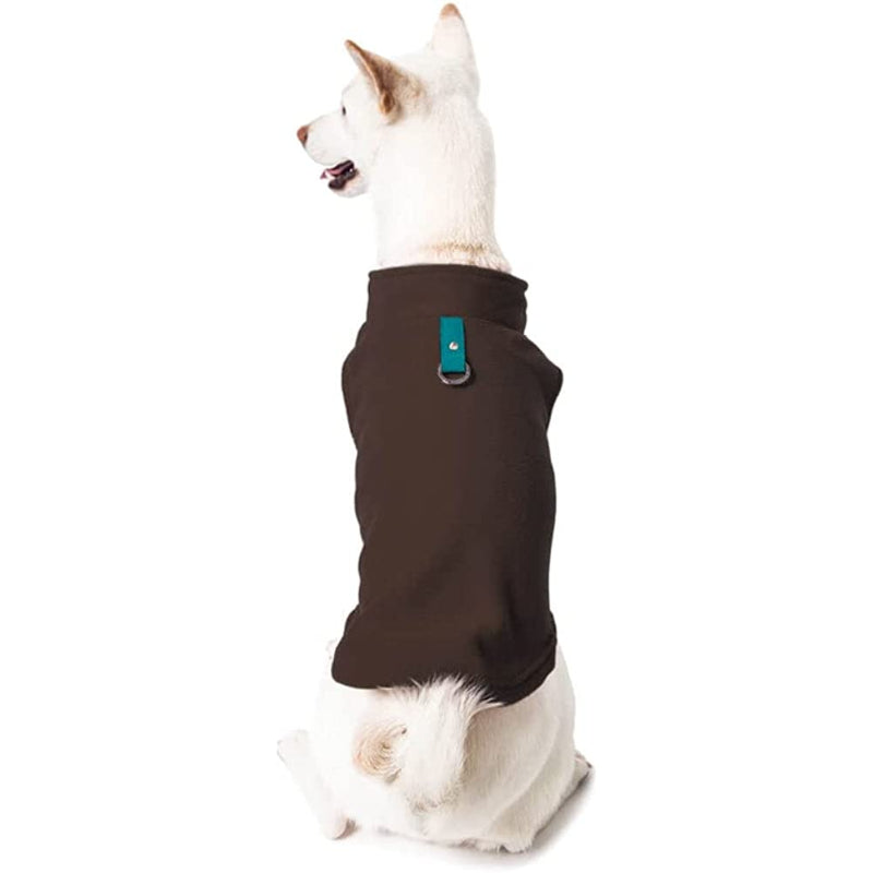 Dog Sweater Warm Pullover Fleece Vest Dog Jacket With O-Ring Leash-Paw Print Pad