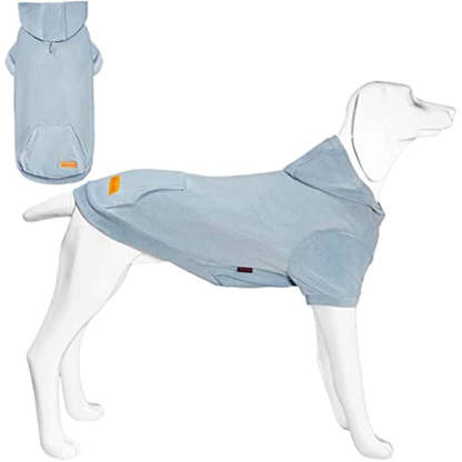 Basic Dog Hoodie Sweatshirts, Pet Clothes Hoodies Sweater With Hat & Leash Hole, Soft Cotton Outfit Coat For Small Medium Large Dogs Velvet Blue-Paw Print Pad