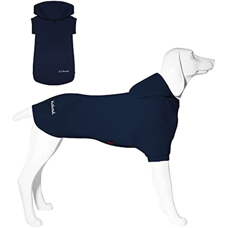 Basic Dog Hoodie Sweatshirts, Pet Clothes Hoodies Sweater With Hat & Leash Hole, Soft Cotton Outfit Coat For Small Medium Large Dogs Navy Blue-Paw Print Pad