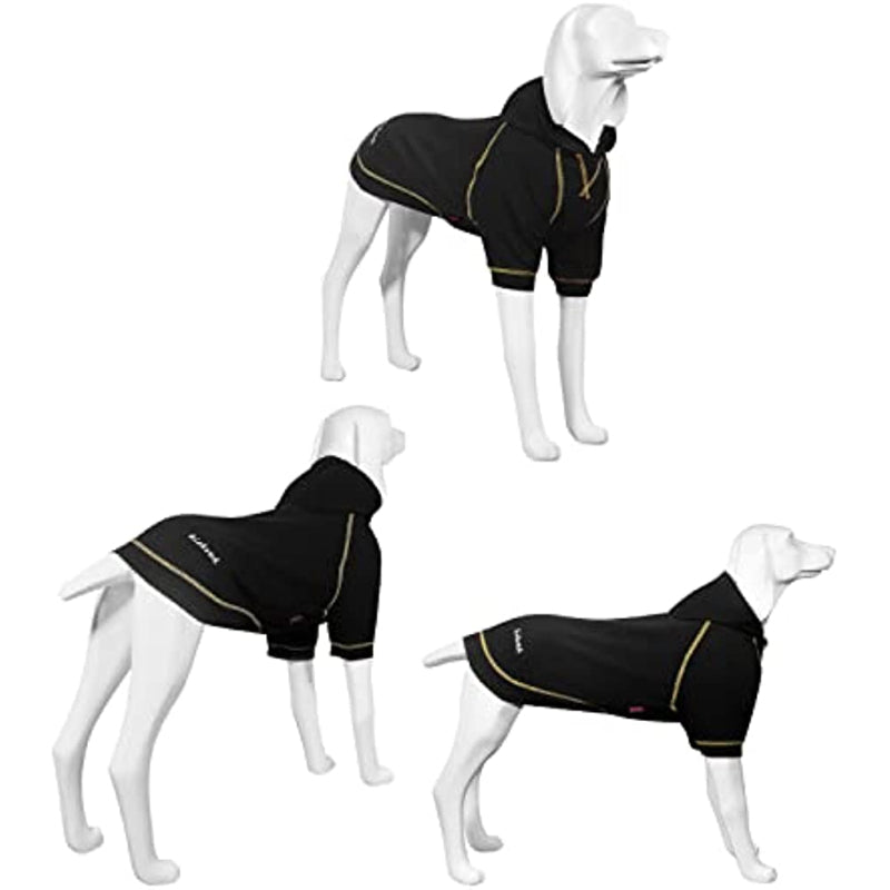 Basic Dog Hoodie Sweatshirts, Pet Clothes Hoodies Sweater With Hat & Leash Hole, Soft Cotton Outfit Coat For Small Medium Large Dogs Black-Paw Print Pad