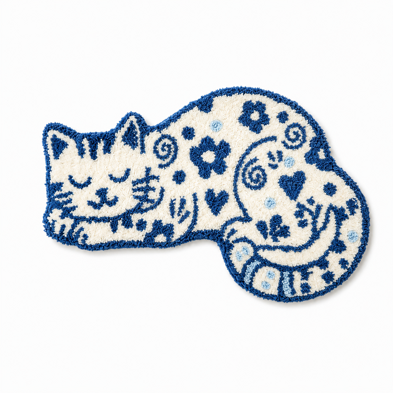 Whimsical Floral Cat Shaped Rug For Home Decor