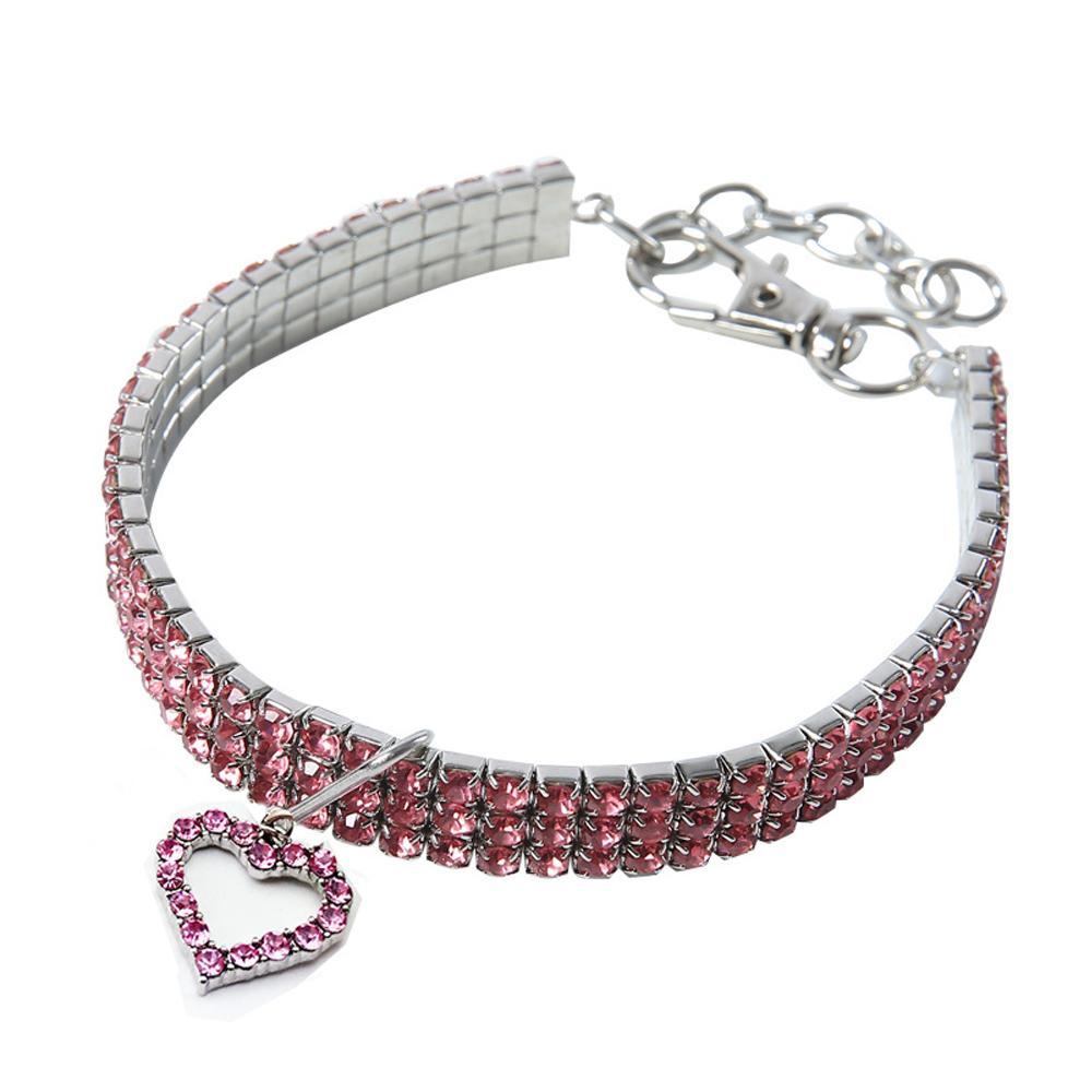 Adjustable Rhinestone Decor Collar With Pendant For Pets