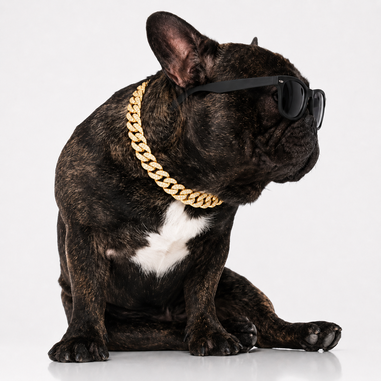 Rhinestone Cuban Chain Dog Collar With Full Buckle Design For Pets