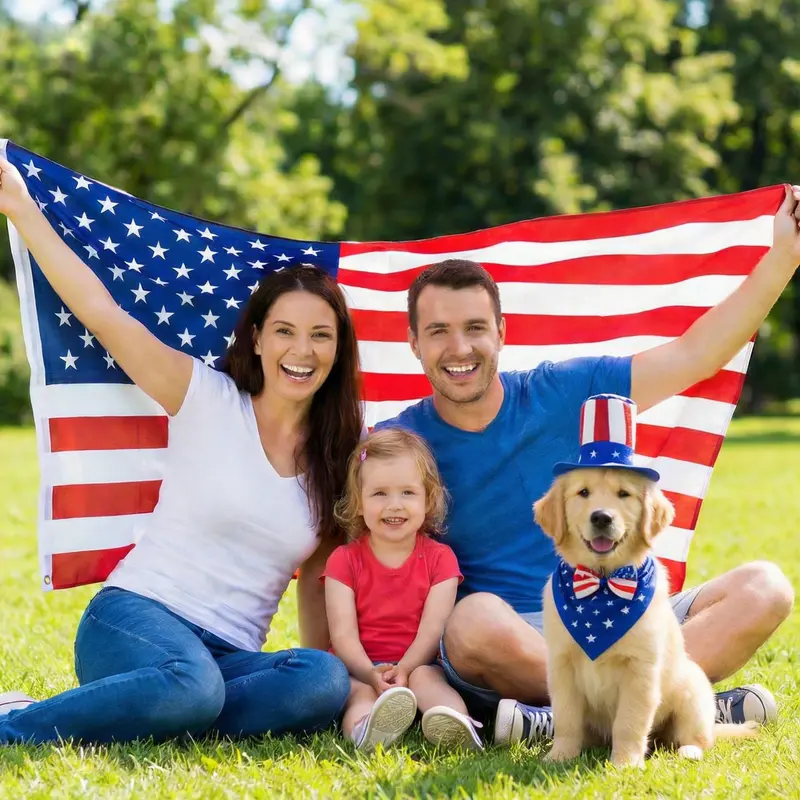 USA Flag Hat And Bow Tie Pet Set For Dogs And Cats