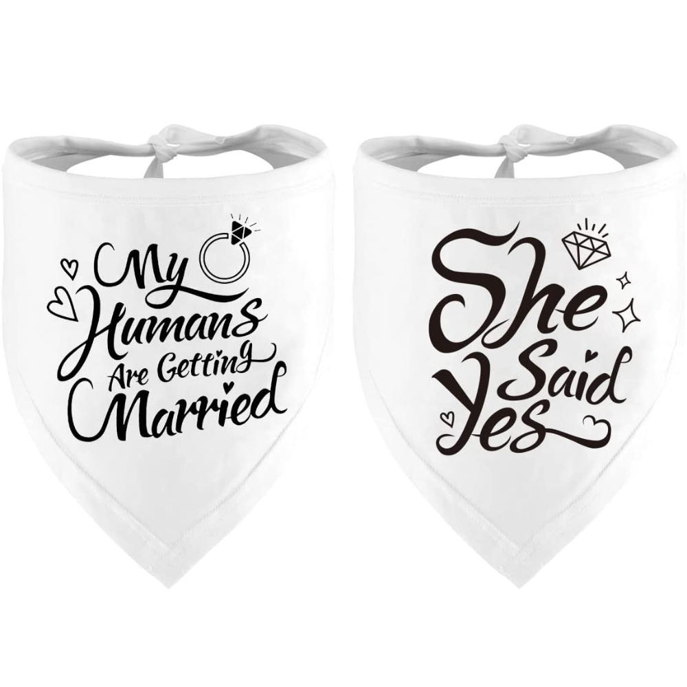 My Humans Are Getting Married Dog Bandana, Wedding Photo Prop, Pet Scarf, Dog Engagement Announcement, Pet Accessories-Paw Print Pad