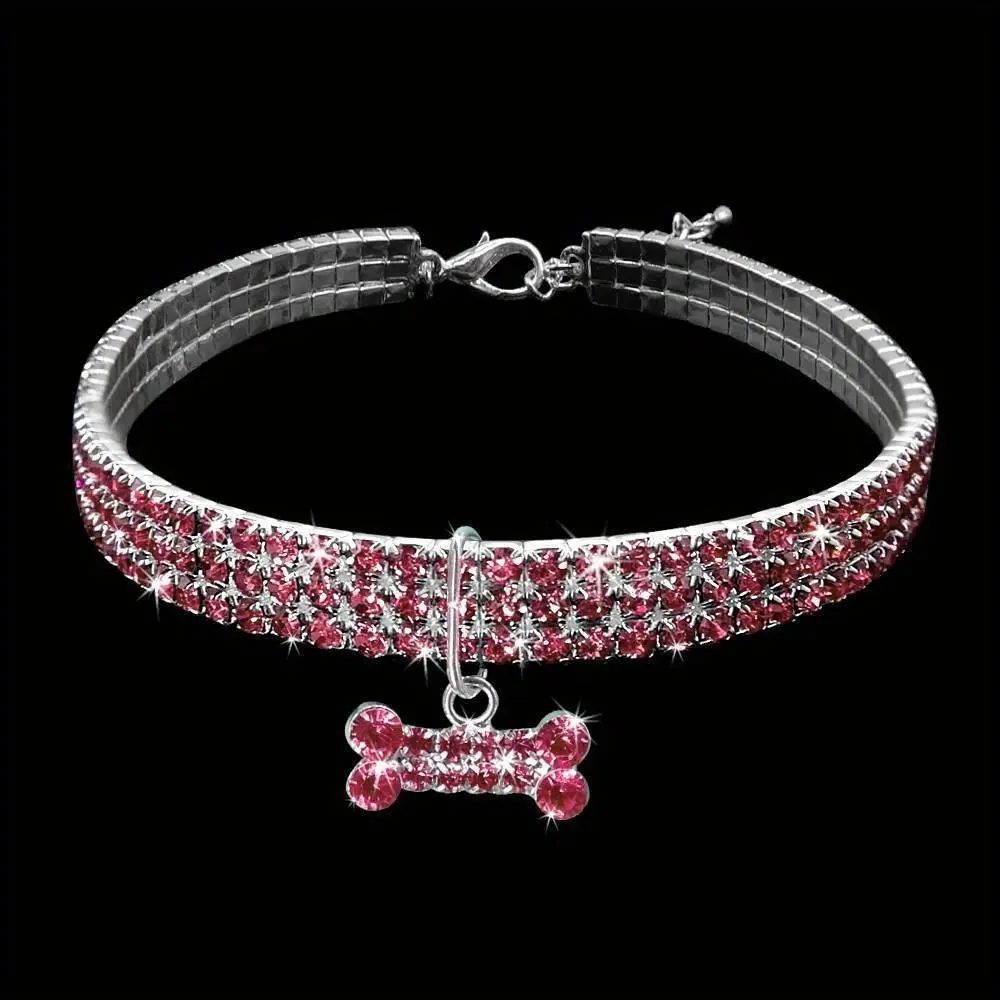 Adjustable Rhinestone Crystal Collar Chain For Dogs And Cats
