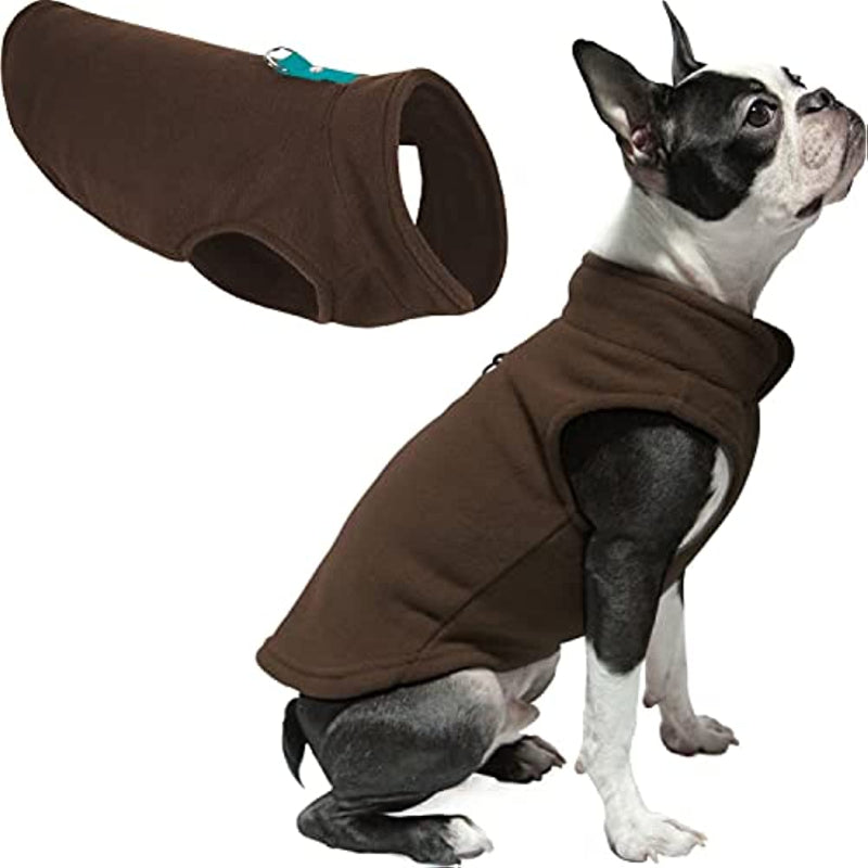 Dog Sweater Warm Pullover Fleece Vest Dog Jacket With O-Ring Leash-Paw Print Pad