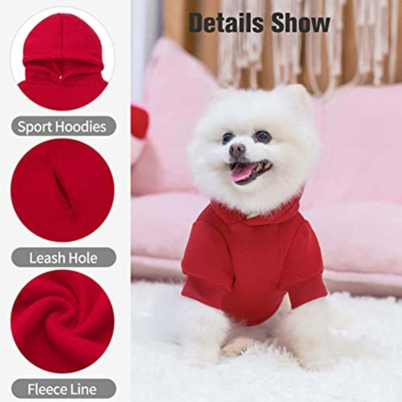 Dog Hoodies Fleece Lined Hooded Pullover For Dog Cat In Cold Weather-Paw Print Pad