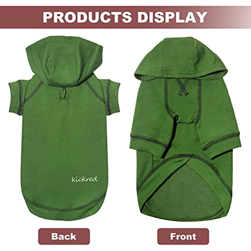 Basic Dog Hoodie Sweatshirts, Pet Clothes Hoodies Sweater With Hat & Leash Hole, Soft Cotton Outfit Coat For Small Medium Large Dogs Green-Paw Print Pad
