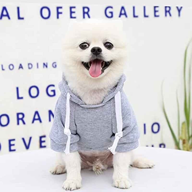 Pet Dog Hoodie Sweater Black Warm Soft Fleece Sweatshirts With Pocket-Paw Print Pad
