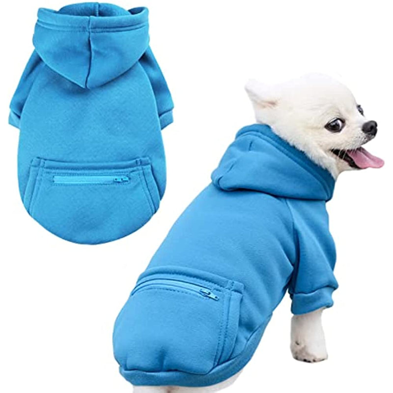 Pet Dog Hoodie Sweater Black Warm Soft Fleece Sweatshirts With Pocket-Paw Print Pad