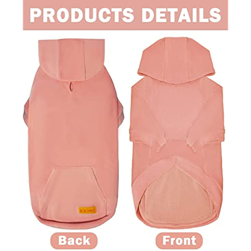 Basic Dog Hoodie Sweatshirts, Pet Clothes Hoodies Sweater With Hat & Leash Hole, Soft Cotton Outfit Coat For Small Medium Large Dogs Velvet Pink-Paw Print Pad