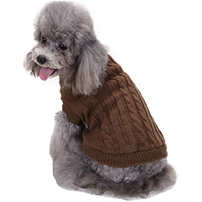 Small Dog Knitted Pet Sweater Warm Dog Sweatshirt Dog Winter Clothes-Paw Print Pad