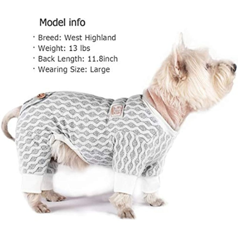 Dog Pajamas Stretchable Dog Jumpsuit 4 Legs Strip PJS Pet Puppy Pajamas Lightweight-Paw Print Pad
