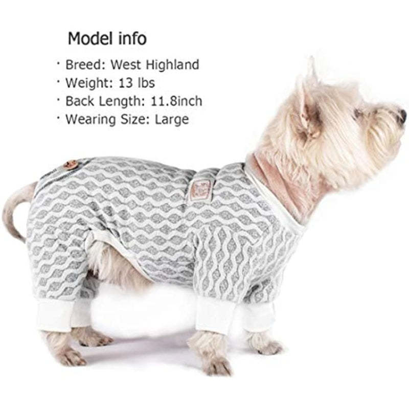 Dog Pajamas Stretchable Dog Jumpsuit 4 Legs Strip PJS Pet Puppy Pajamas Lightweight-Paw Print Pad