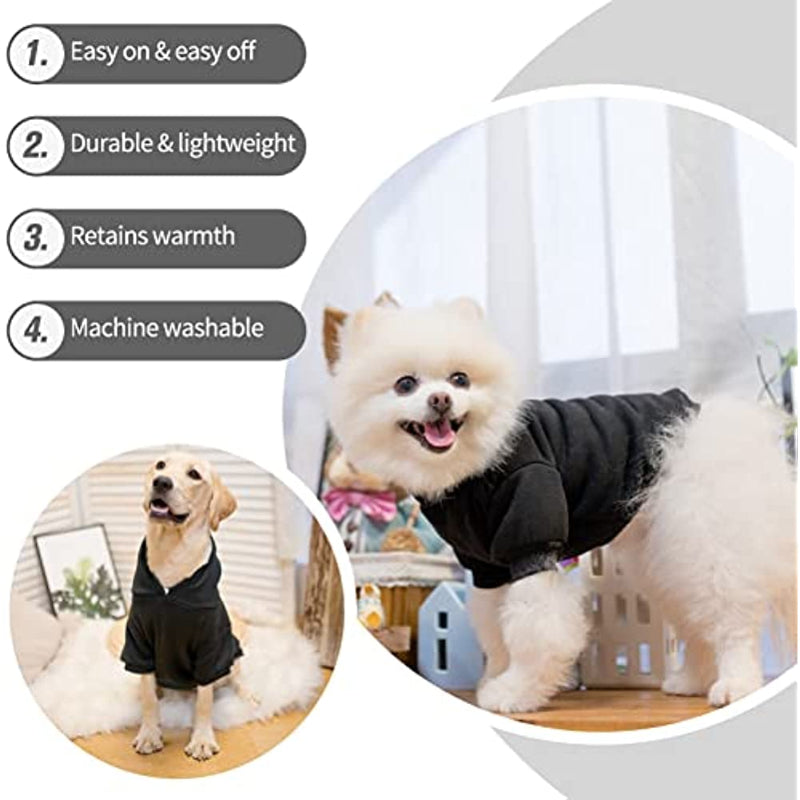 Dog Hoodies Fleece Lined Hooded Pullover For Dog Cat In Cold Weather-Paw Print Pad