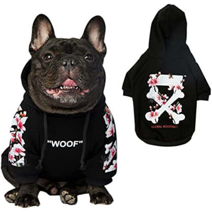 Woof Dog, Designer Dog Hoodies For Small Medium Large Breeds-Paw Print Pad
