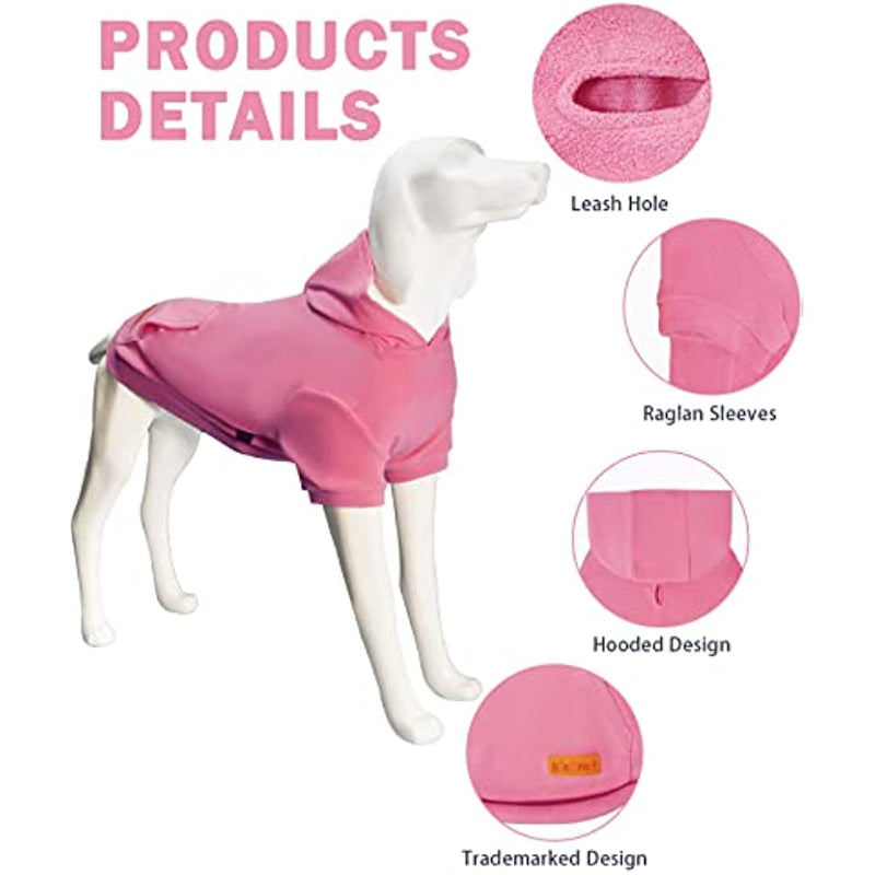 Basic Dog Hoodie Sweatshirts, Pet Clothes Hoodies Sweater With Hat & Leash Hole, Soft Cotton Outfit Coat For Small Medium Large Dogs Pink-Paw Print Pad