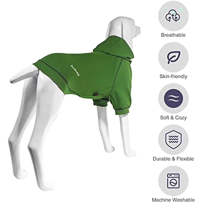 Basic Dog Hoodie Sweatshirts, Pet Clothes Hoodies Sweater With Hat & Leash Hole, Soft Cotton Outfit Coat For Small Medium Large Dogs Green-Paw Print Pad
