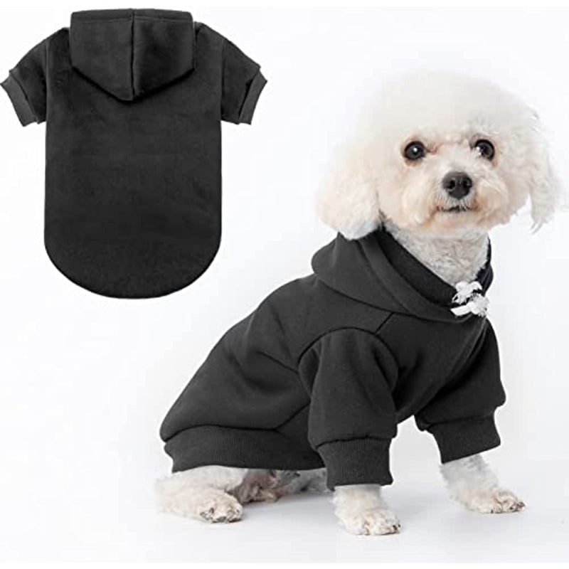 Dog Hoodies Fleece Lined Hooded Pullover For Dog Cat In Cold Weather-Paw Print Pad