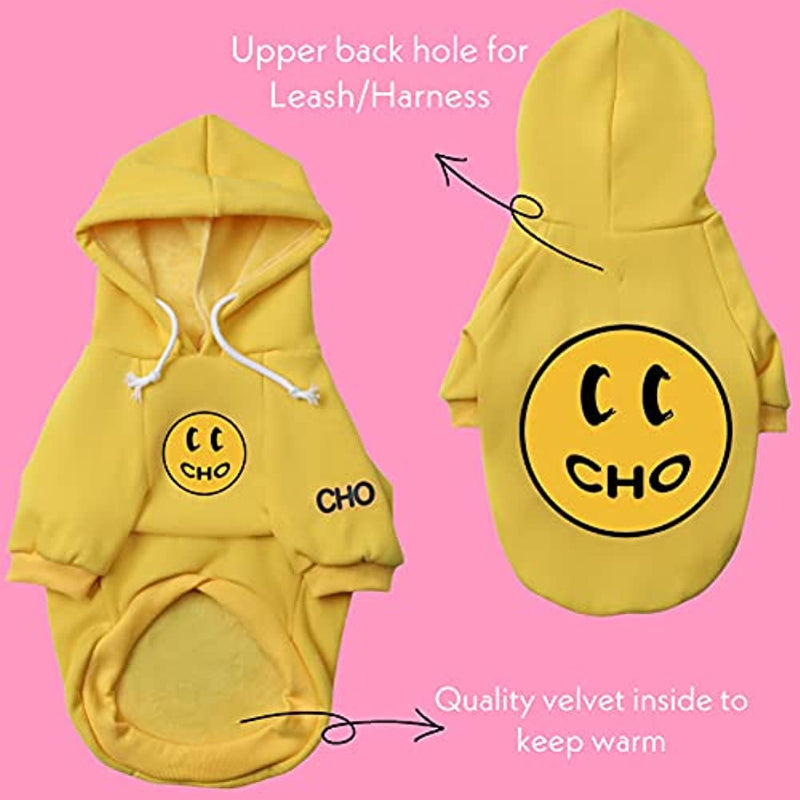 Smiley Dog Hoodie Stylish Dog Clothes Smiley Face Cotton Sweatshirt Fashion Outfit For Dogs Cats Puppy-Paw Print Pad